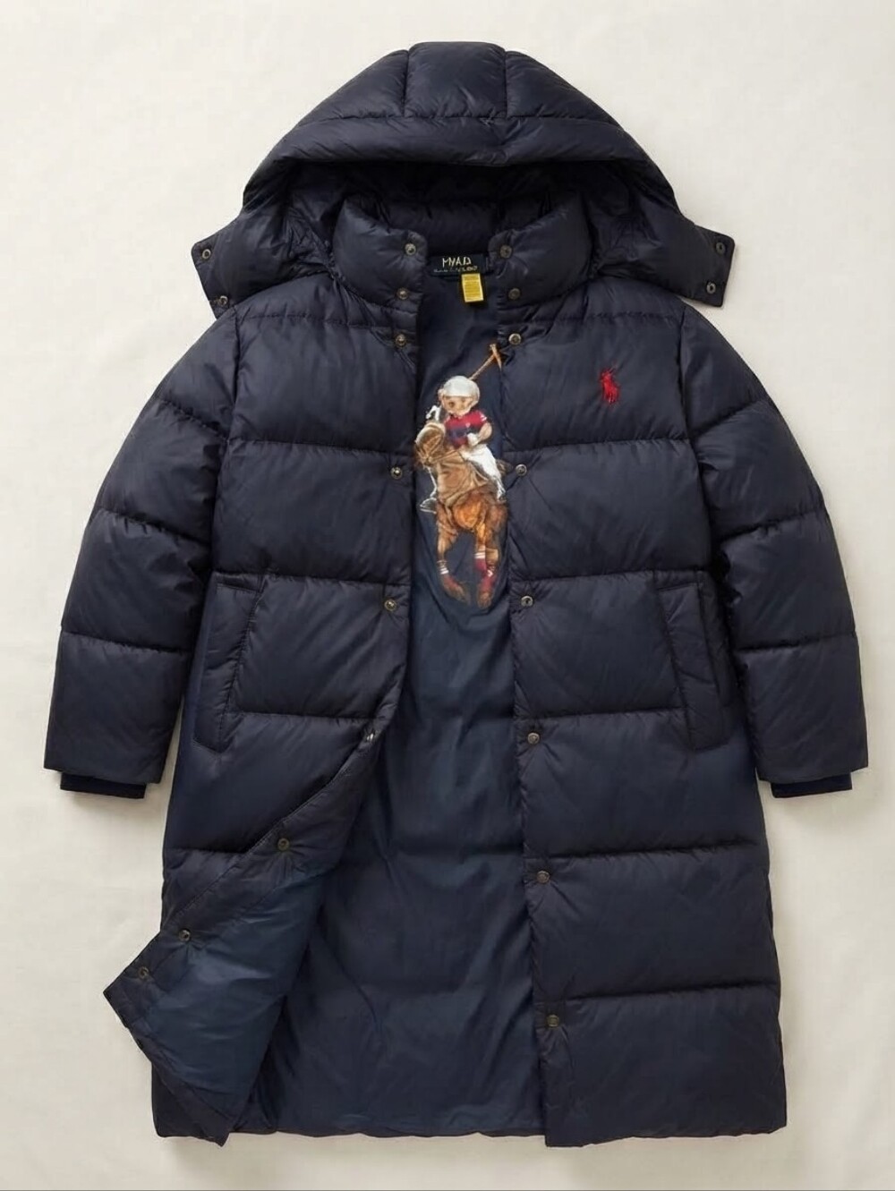 Polo Ralph Lauren Girls Polo Bear Long Down Puffer Jacket Size M (8-10)